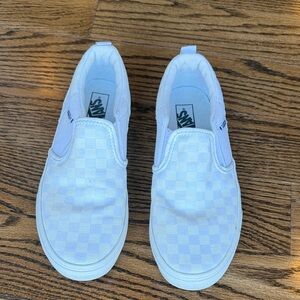 Vans Kids White Slip-On Sneakers with Subtle Checkerboard